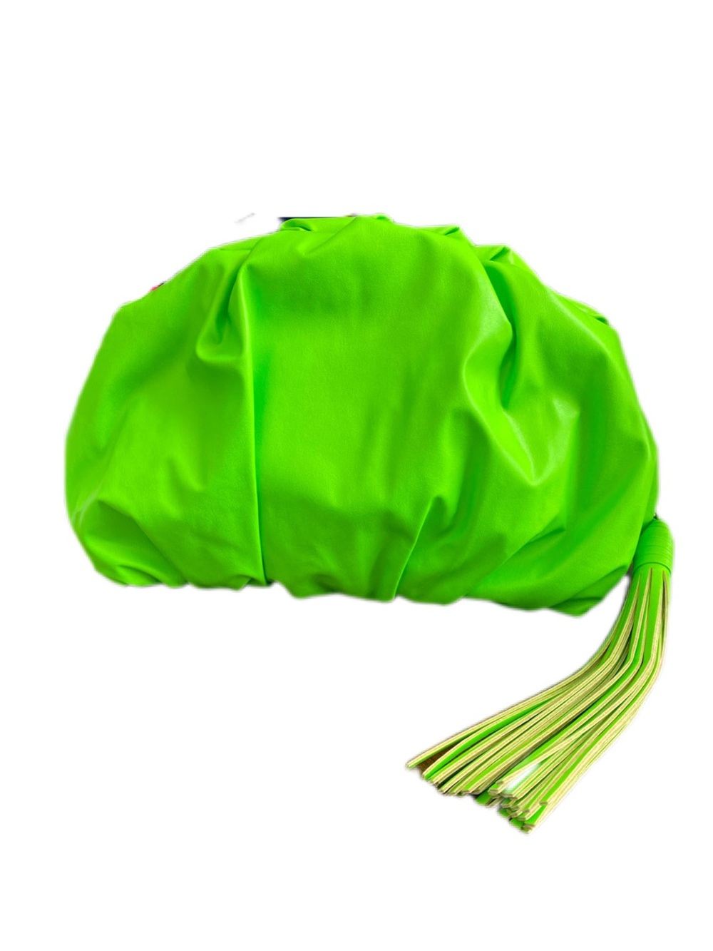 Rebecca Minkoff Neon Green Gathered Tassel Ruched Clutch Bag